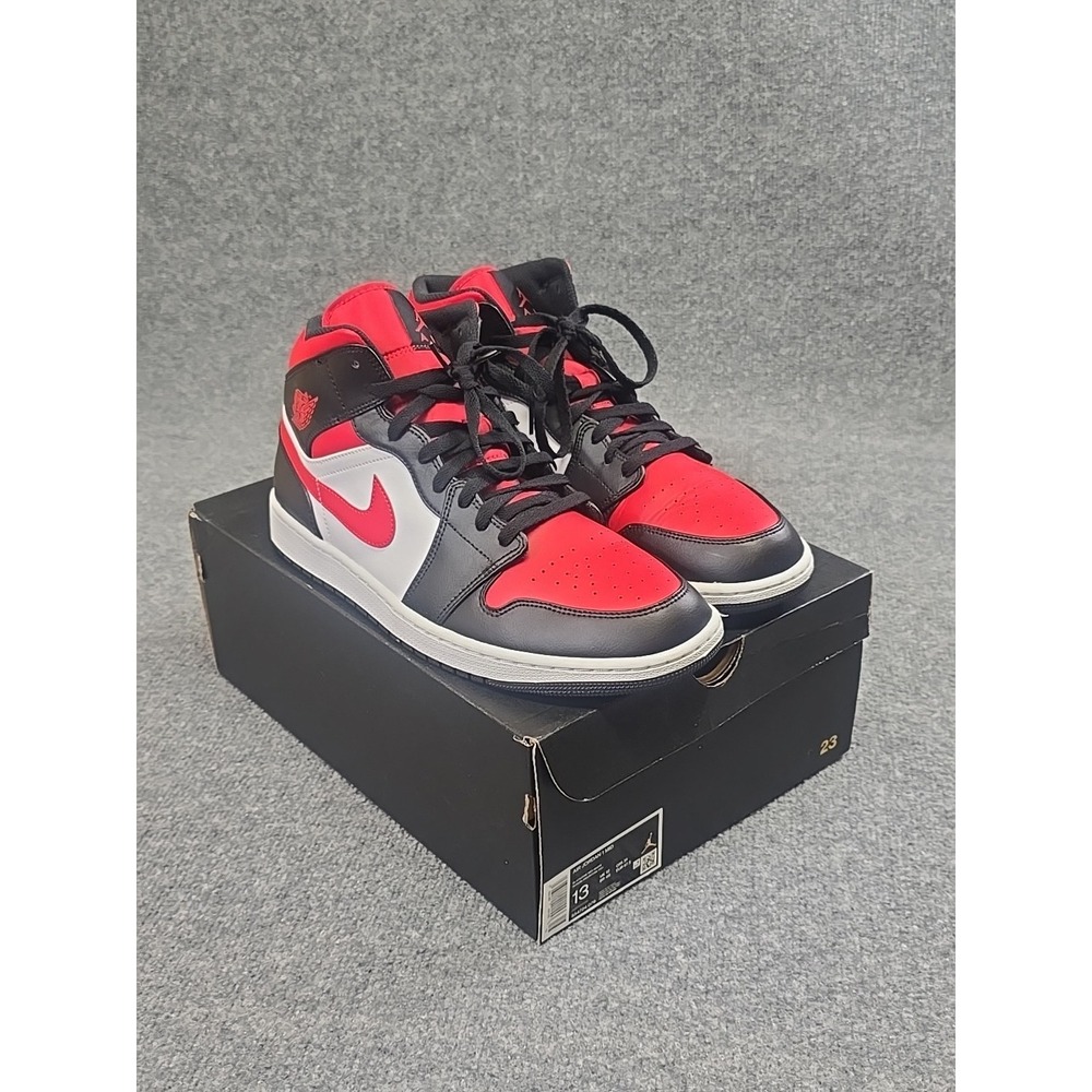 Air Jordan 1 Mid Mens 13 Black/Fire Red-White